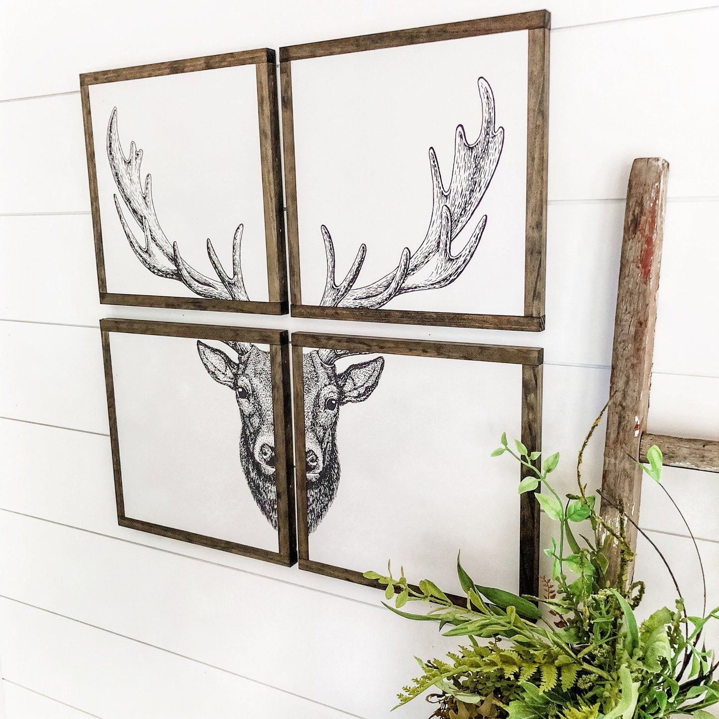 4 Panel Deer Head Photo Wood Sign