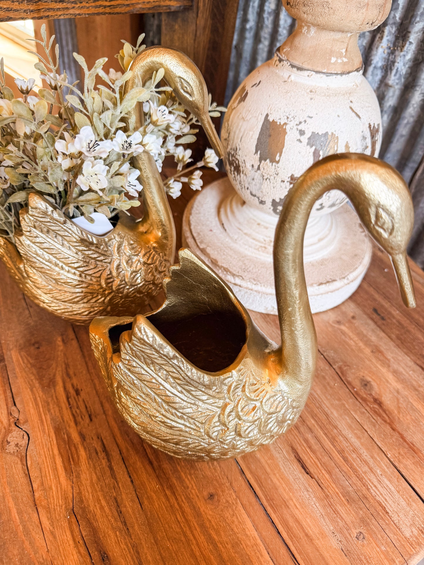 Gold Swan Vase/Planter