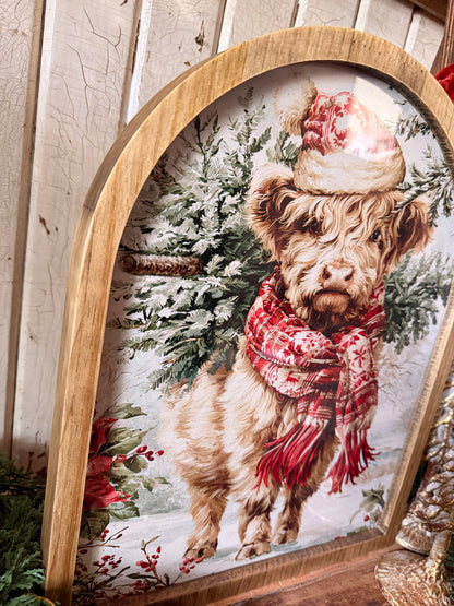Framed Arch - Colorful Highland Christmas Cow