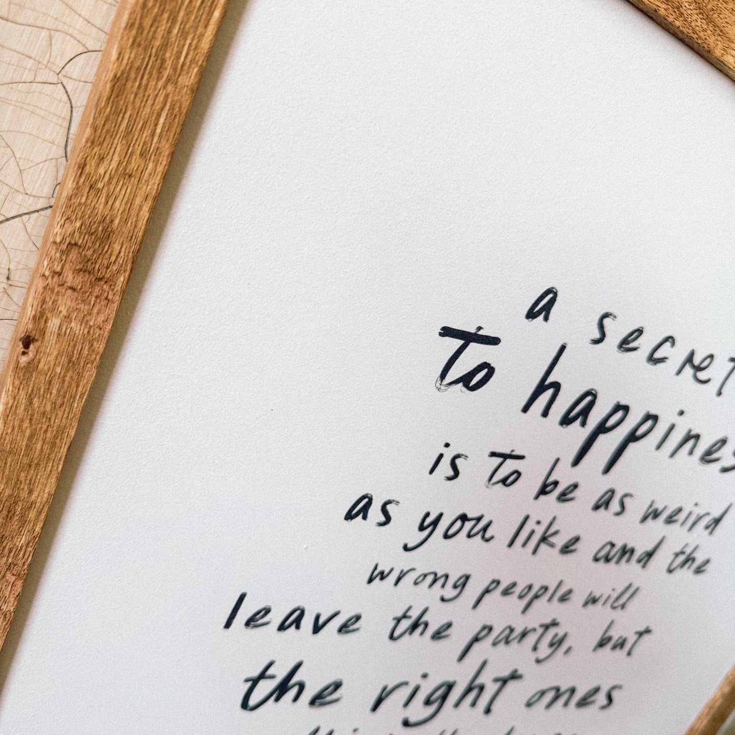 Secret to Happiness Quote Wall Art Print