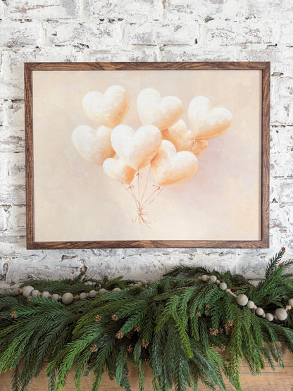 Neutral White Balloon Hearts Wood Sign