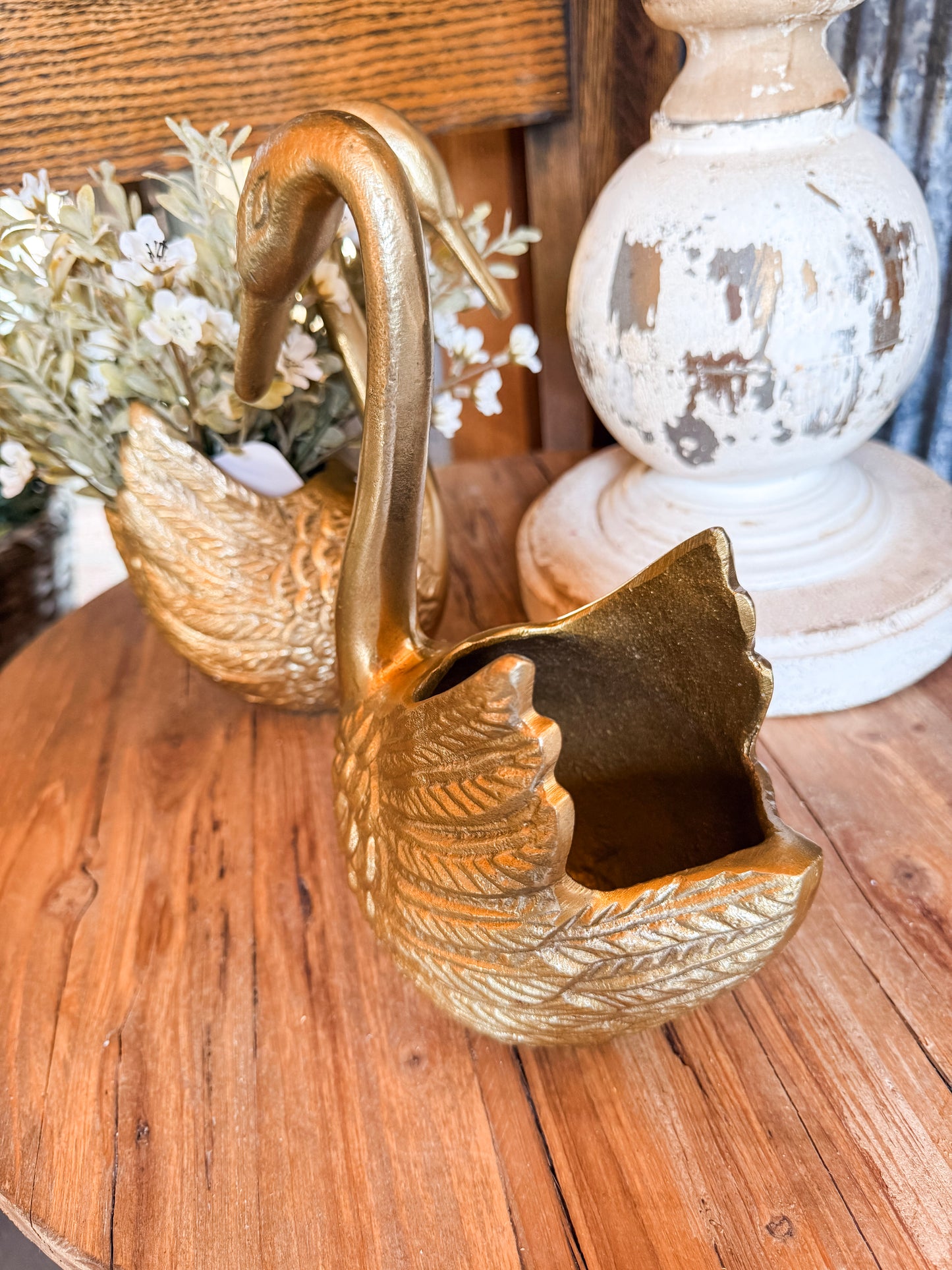 Gold Swan Vase/Planter