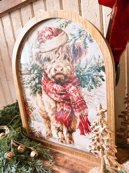 Framed Arch - Colorful Highland Christmas Cow