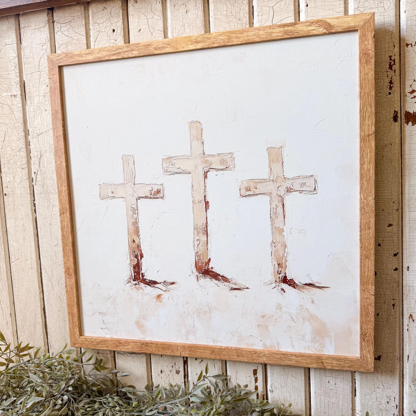 Three Crosses Wood Sign