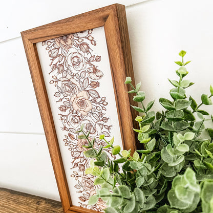 Spring Floral Vintage Pattern Skinny Wood Sign