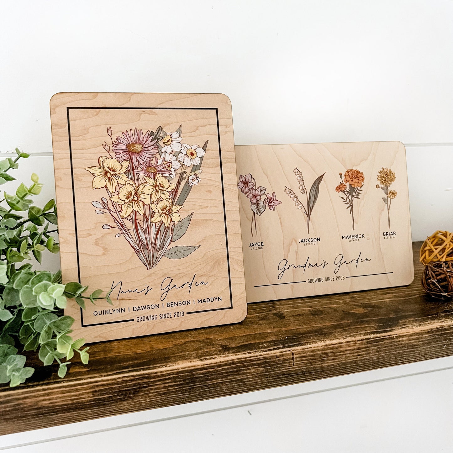 Birth Month Flower Bouquet Wood Plaque
