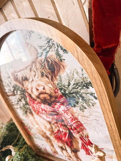 Framed Arch - Colorful Highland Christmas Cow