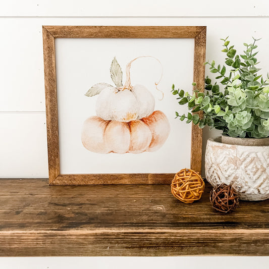 Stacked Pumpkins Fall Wood Sign