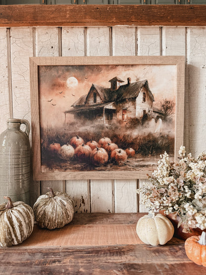 Haunted House Vintage Halloween Wood Sign