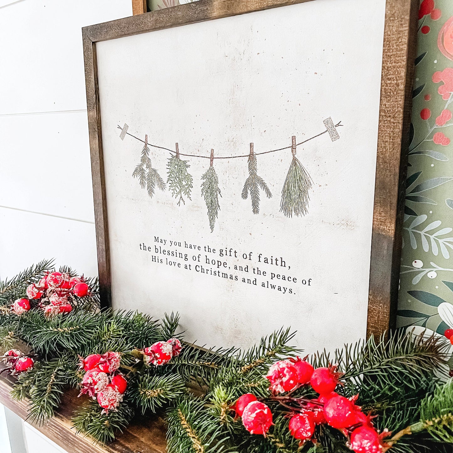 Christmas Faith Quote Wood Sign