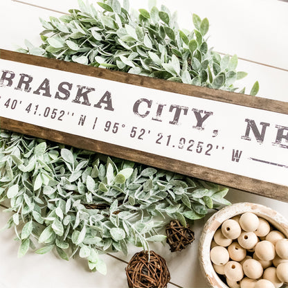 Custom Coordinate Wood Sign