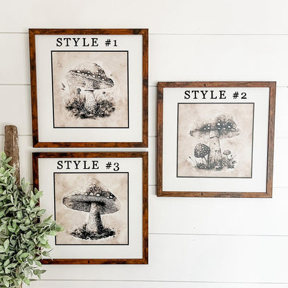 Vintage Mushroom Wall Art Wood Sign