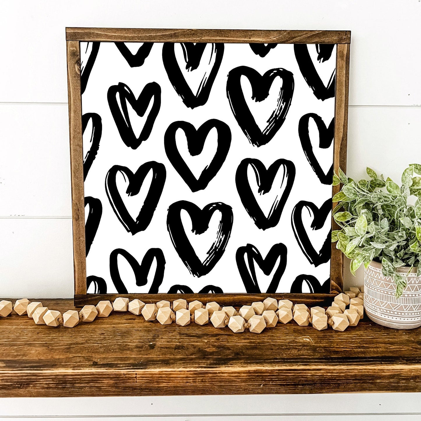 Valentine Chunky Hearts Wood Sign Sign