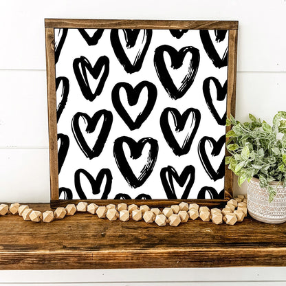 Valentine Chunky Hearts Wood Sign Sign