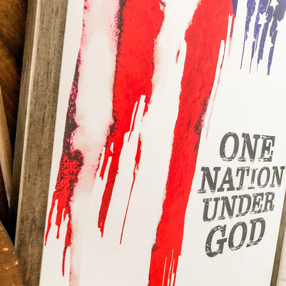 One Nation Under God American Flag Sign
