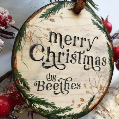 Merry Christmas Last Name Ornament