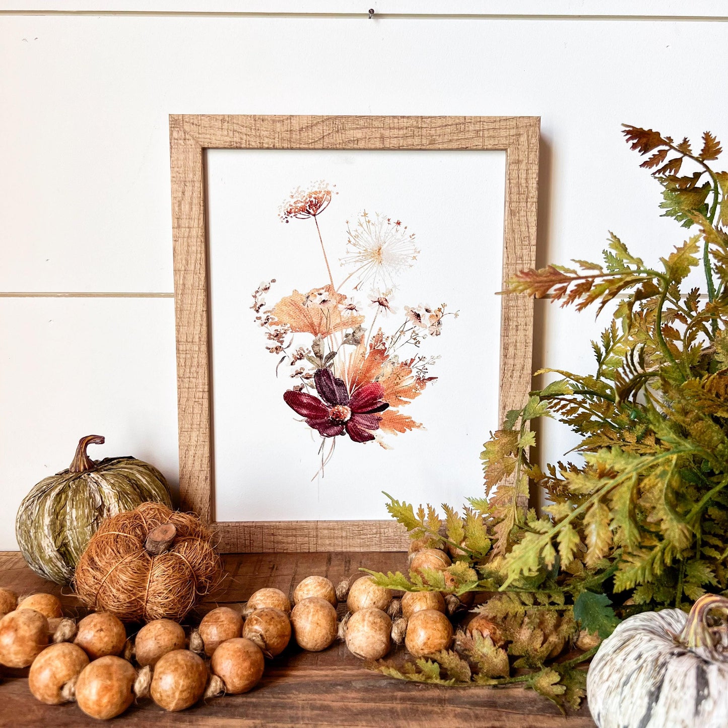 Burgundy Fall Floral Wood Sign