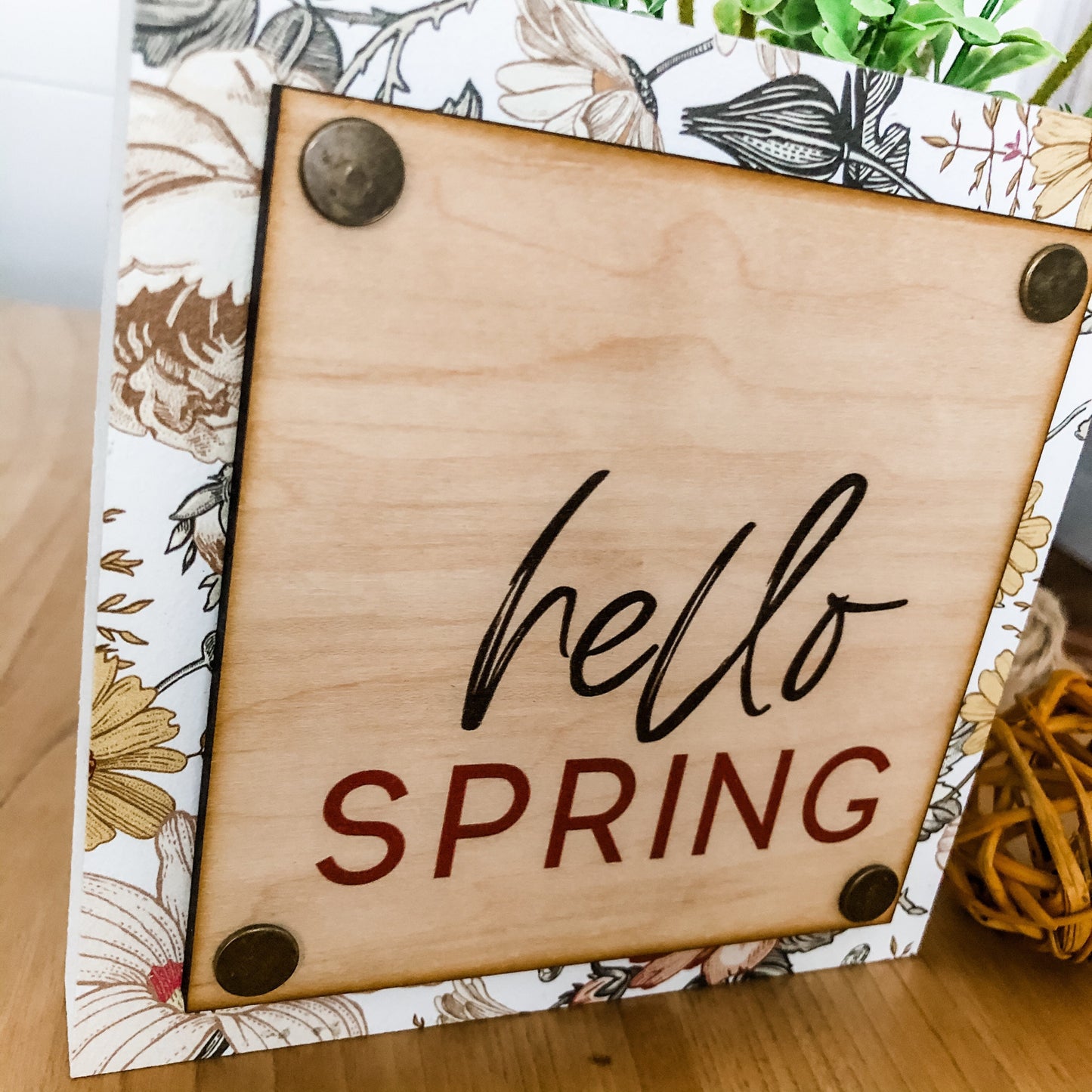 Hello Spring Mini Wood Block