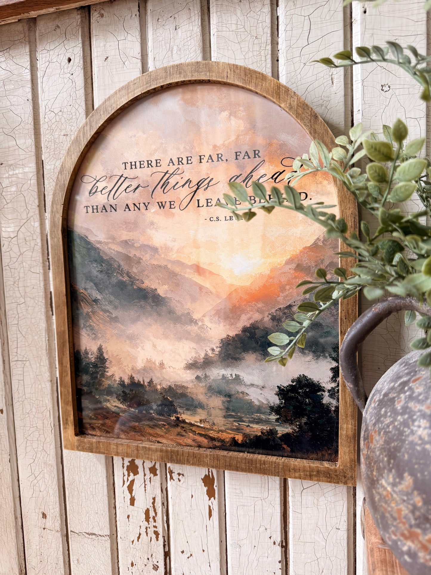 Better Things Ahead Mountain Landscape Framed Arched Print