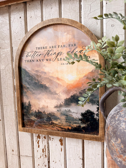 Better Things Ahead Mountain Landscape Framed Arched Print