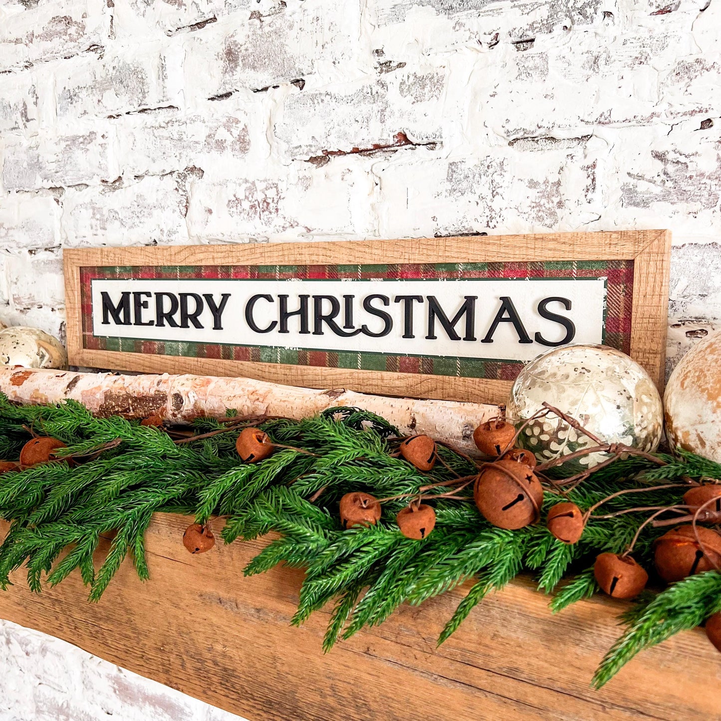 Plaid Merry Christmas Wood Sign