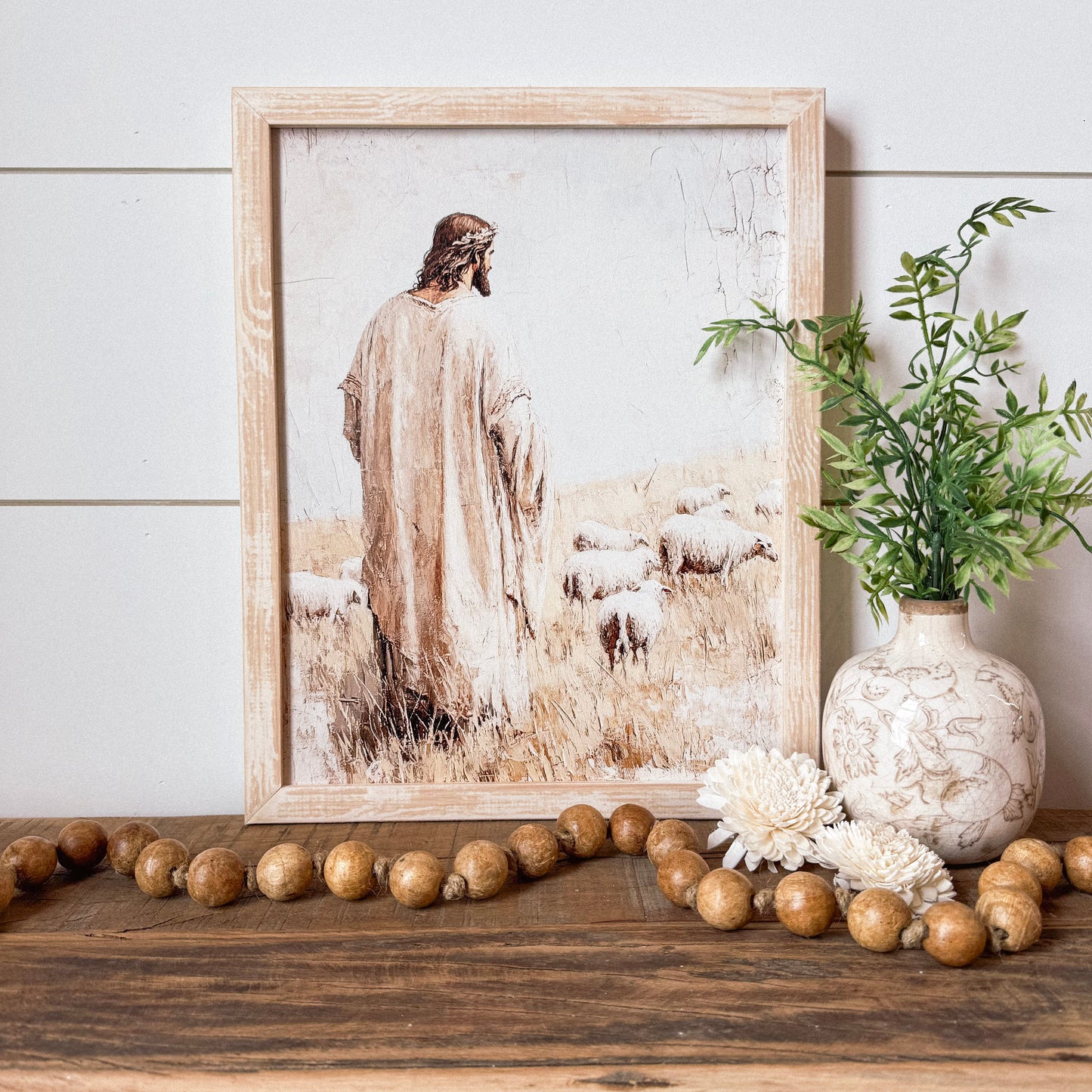 Jesus With Sheep Wood Sign