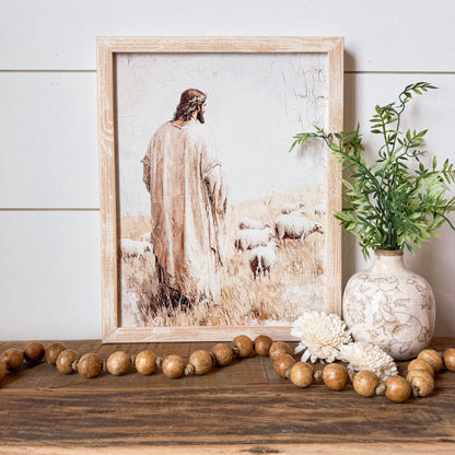 Jesus With Sheep Wood Sign