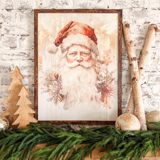 Vintage Santa Face Christmas Wood Sign