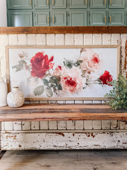 Vintage Roses Wall Art Print Wood Sign