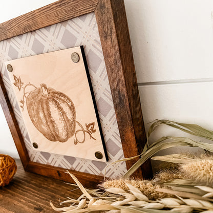 Etched Pumpkin Fall Wood Sign