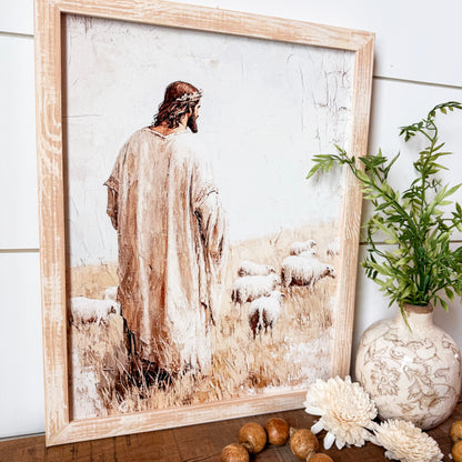 Jesus With Sheep Wood Sign