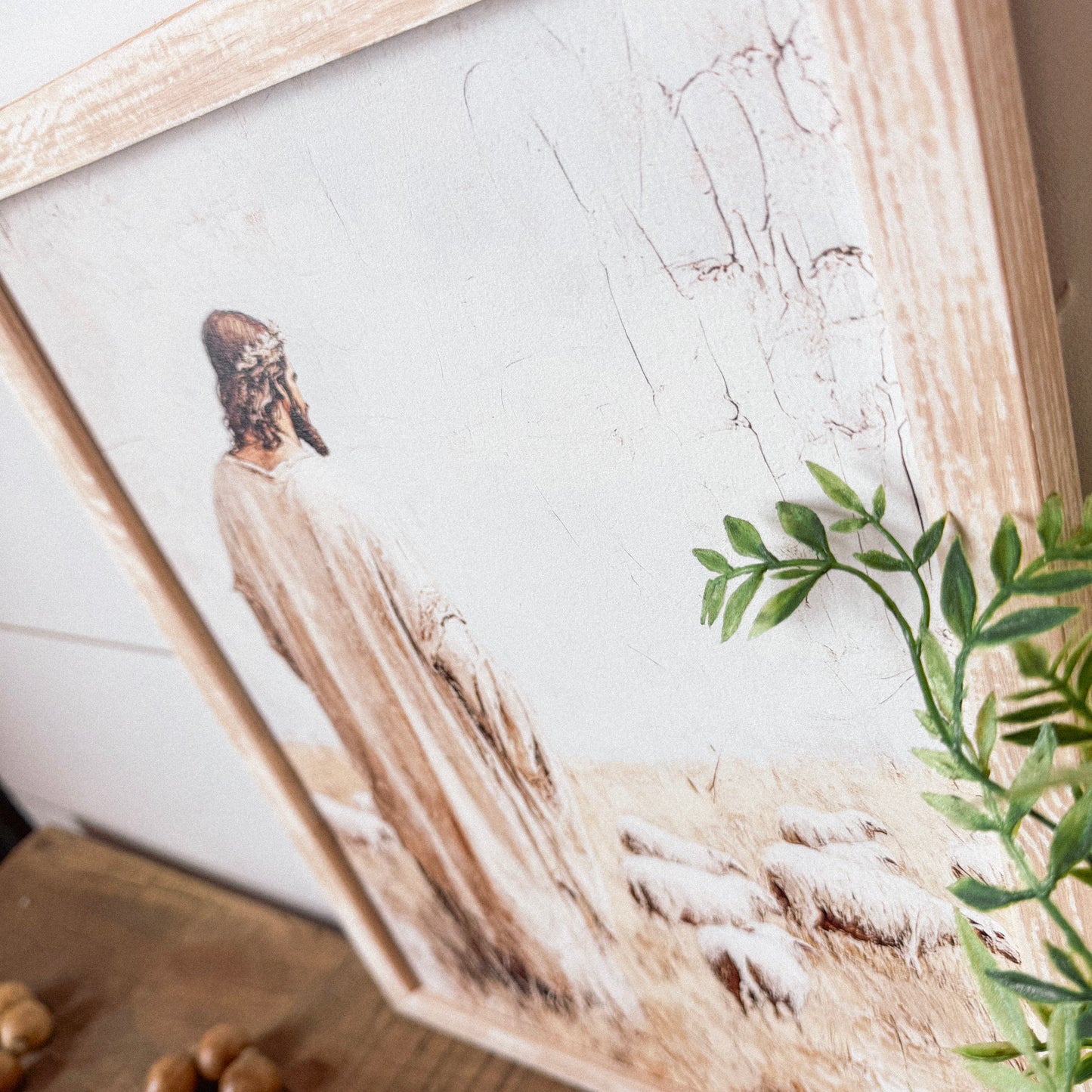 Jesus With Sheep Wood Sign