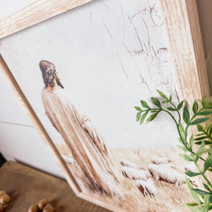 Jesus With Sheep Wood Sign