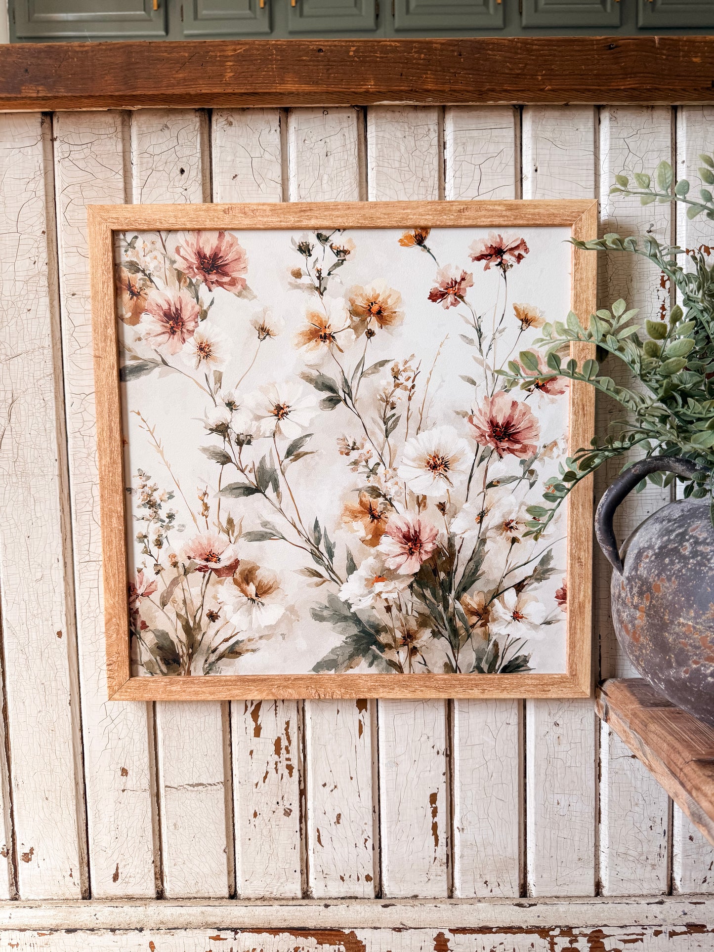 Neutral Spring/Summer Floral Layering Wood Sign