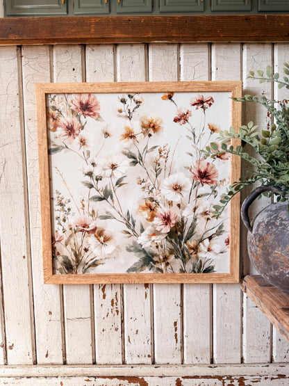 Neutral Spring/Summer Floral Layering Wood Sign