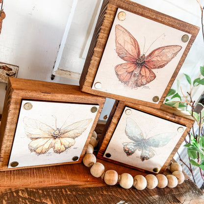 Butterfly Wood Mini Block Sign