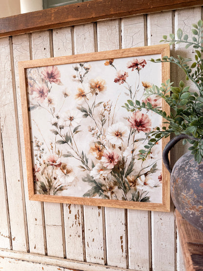 Neutral Spring/Summer Floral Layering Wood Sign