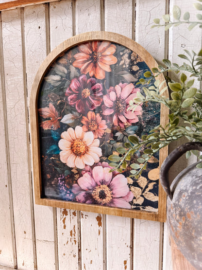 Bold & Moody Colorful Floral Framed Arched Print
