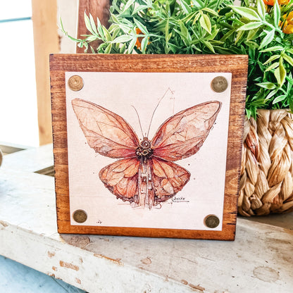 Butterfly Wood Mini Block Sign
