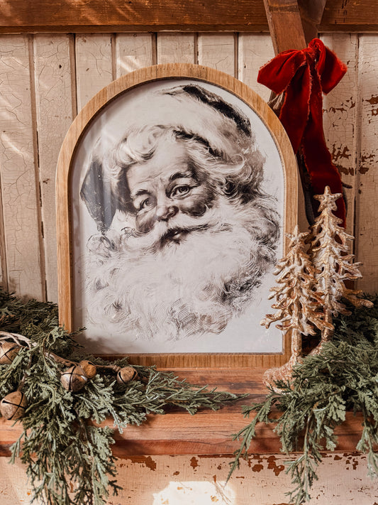Framed Arch - Black & White Vintage Santa Face