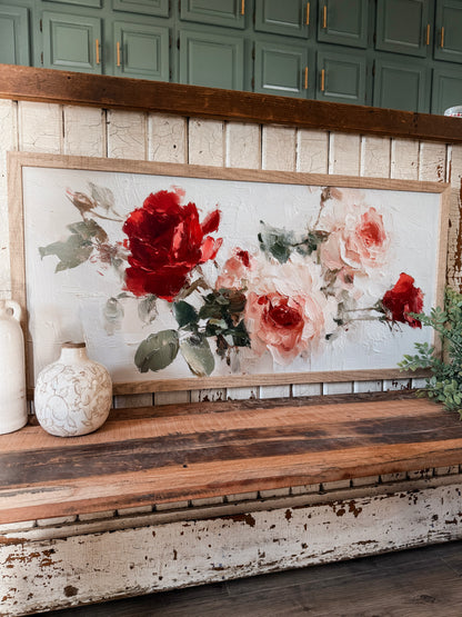 Vintage Roses Wall Art Print Wood Sign