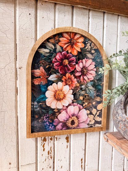 Bold & Moody Colorful Floral Framed Arched Print