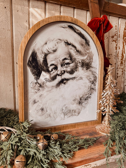 Framed Arch - Black & White Vintage Santa Face