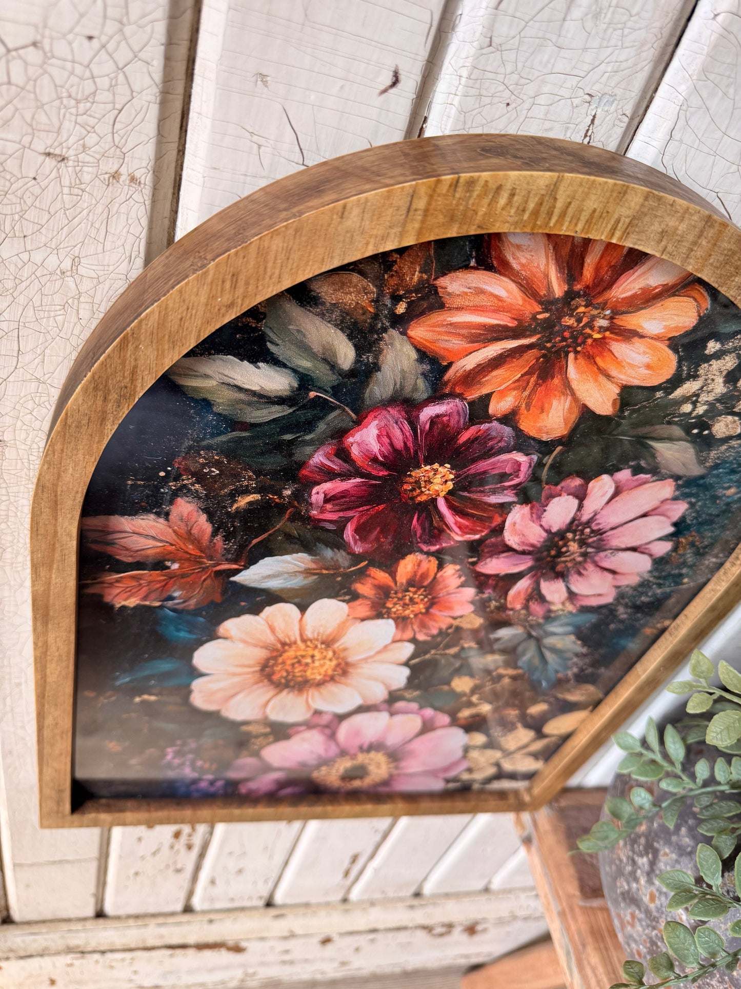 Bold & Moody Colorful Floral Framed Arched Print