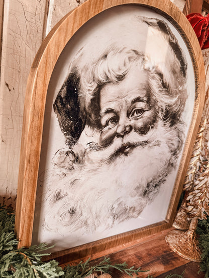Framed Arch - Black & White Vintage Santa Face