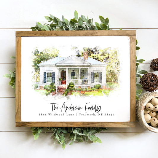 Custom Watercolor Home Portrait