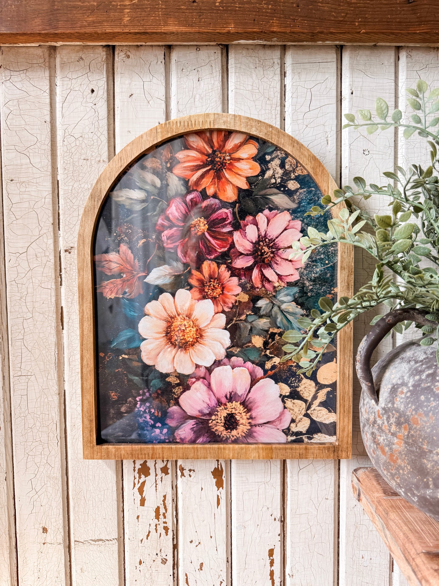 Bold & Moody Colorful Floral Framed Arched Print
