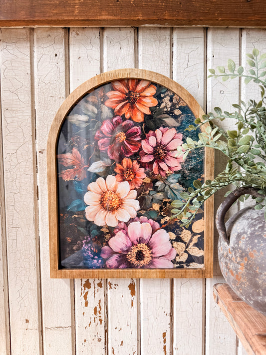 Bold & Moody Colorful Floral Framed Arched Print