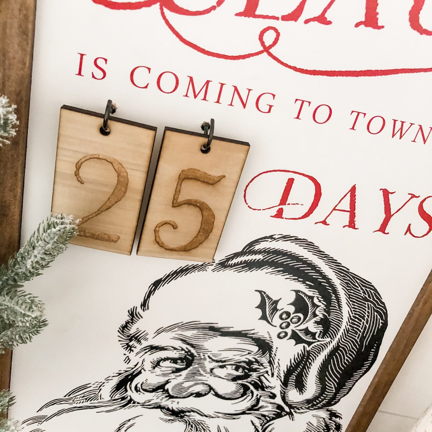 Santa Christmas Countdown Wood Sign
