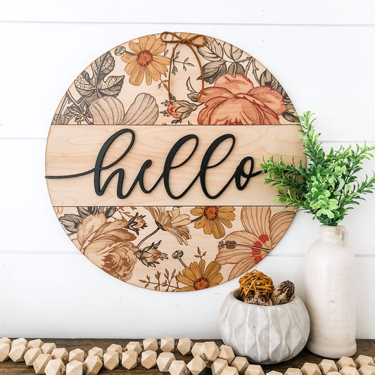 Spring Round Vintage Floral Sign